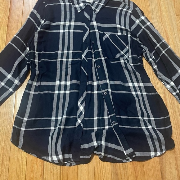 Workshop Republic Clothing Navy and White Plaid Button Down Size Large - Picture 2 of 6